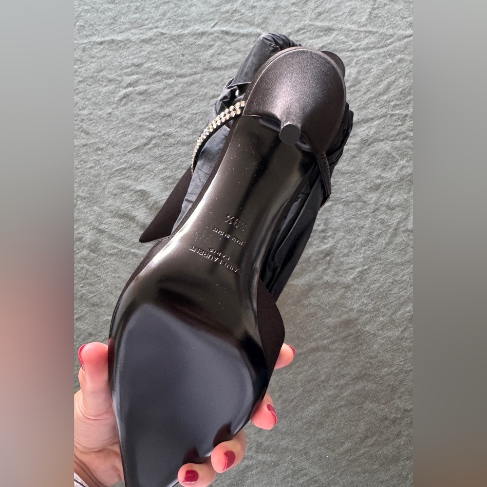 Saint Laurent Barbara Crystal embellished Satin Mule Heels - new in box - Picture 4 of 11
